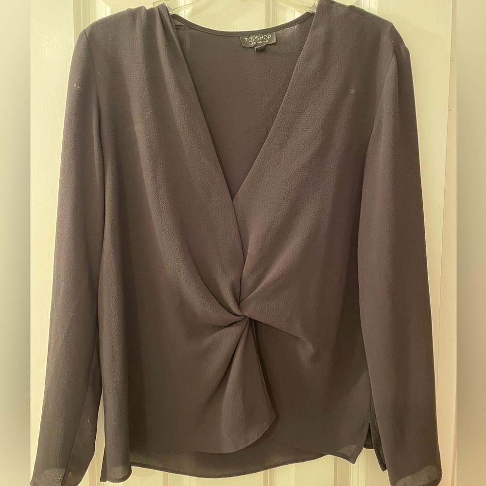 Topshop Long-sleeve Black Blouse - Size 8 U.S.